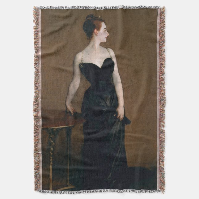 John Singer Sargent Madame X Classic Portrait Throw Blanket (Front Vertical)