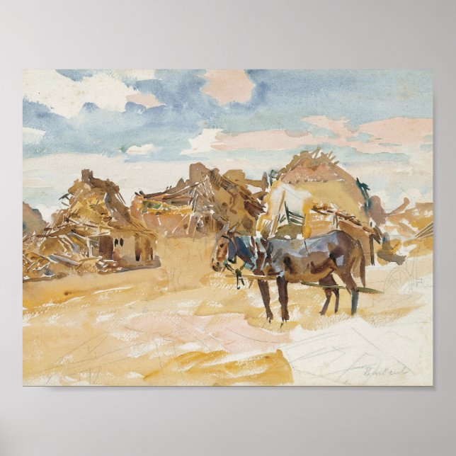 John Singer Sargent - Mules and Ruins Poster (Front)