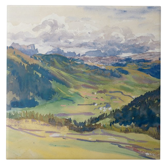 John Singer Sargent - Open Valley, Dolomites Ceramic Tile (Front)