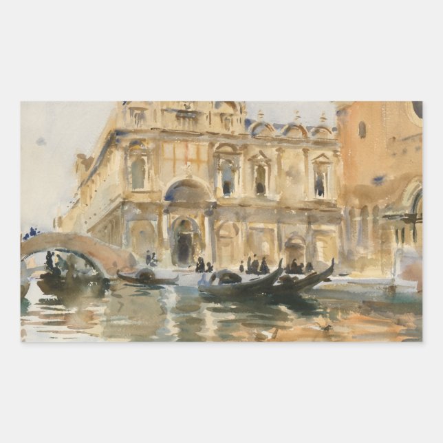 John Singer Sargent - Rio dei Mendicanti, Venice Rectangular Sticker (Front)