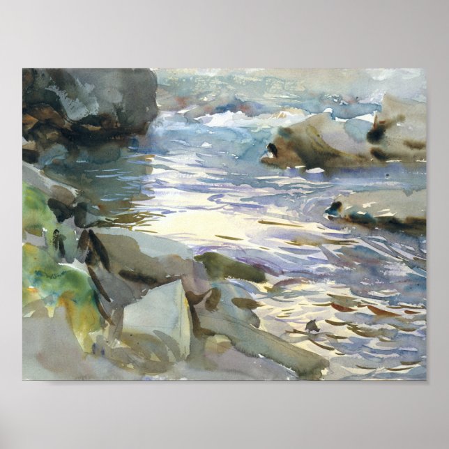 John Singer Sargent - Stream and Rocks Poster (Front)