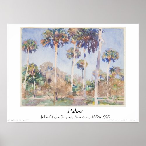 John Singer Sargent Watercolor _ Palms Poster