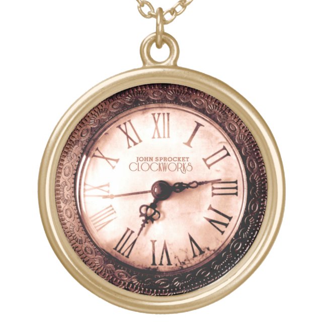 John Sprocket clockworks faux watch Necklace (Front)