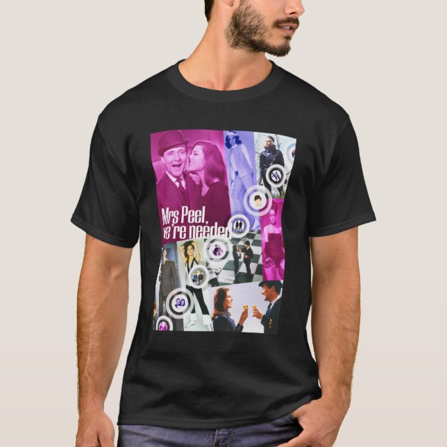 JOHN STEED and MRS EMMA PEEL 1960s SPYFi Pop Art T-Shirt (Front)