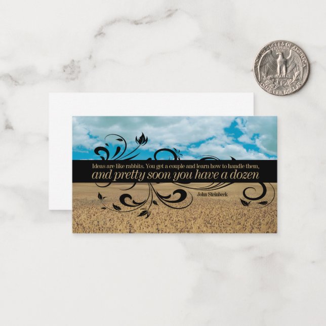 John Steinbeck Inspirational Quote "Ideas" Note Card (Front/Back In Situ)