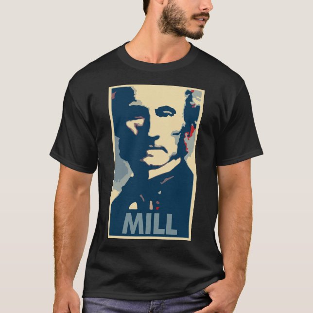 John Stuart Mill Poster Political Parody T-Shirt (Front)