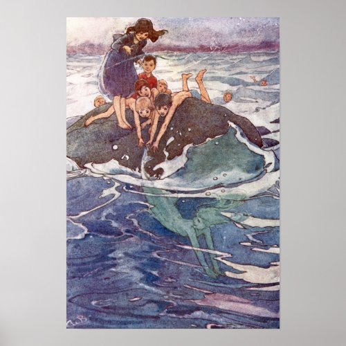 John Tries to Catch a Mermaid by Alice B Woodward Poster