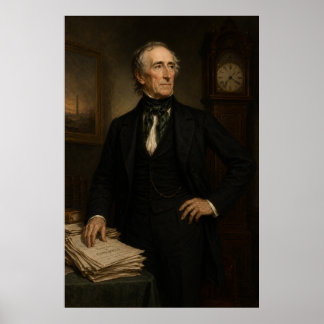 John Tyler Study Portrait Vintage Presidential Poster