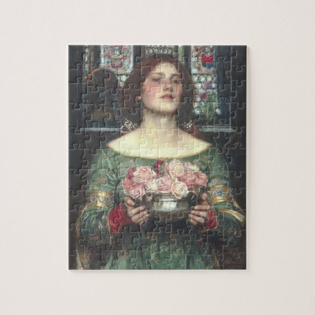 John W Waterhouse - Gather Ye Rosebuds (1908) Jigsaw Puzzle (Vertical)