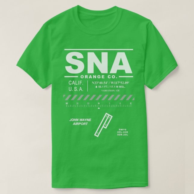 John Wayne Orange County Airport California SNA  T-Shirt (Design Front)