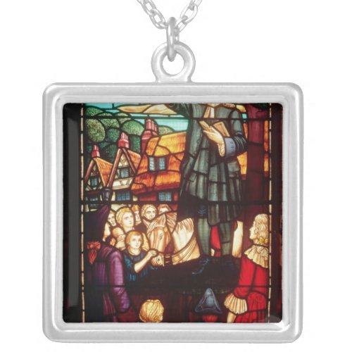 John Wesley  Preaching the Gospels in England Silver Plated Necklace