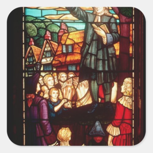 John Wesley  Preaching the Gospels in England Square Sticker