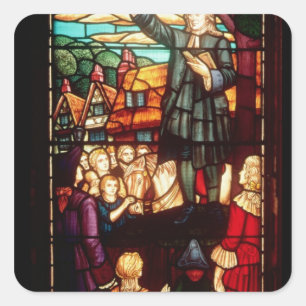 John Wesley  Preaching the Gospels in England Square Sticker