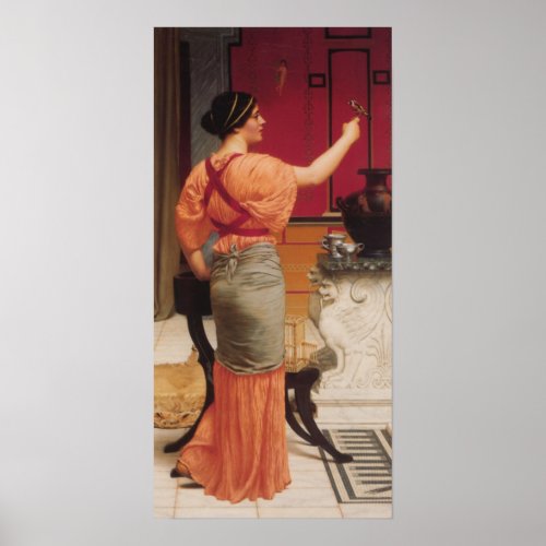 John William Godward _ Lesbia with her Sparrow Poster