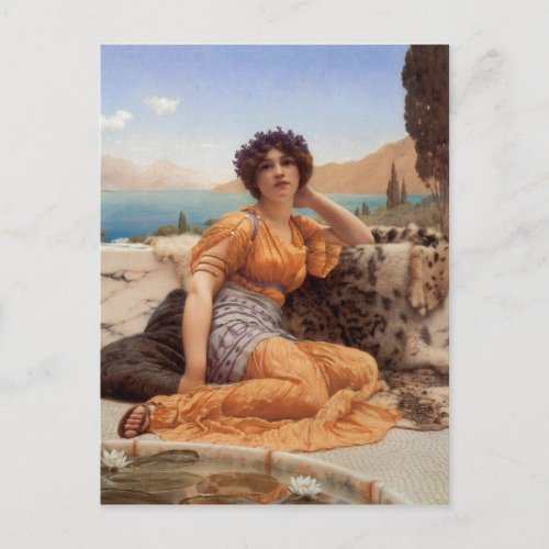 John William Godward With Violets Wreathed and Rob Postcard