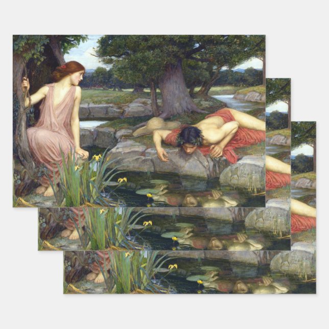 John William Waterhouse Echo and Narcissus Poster Wrapping Paper Sheets (Set)