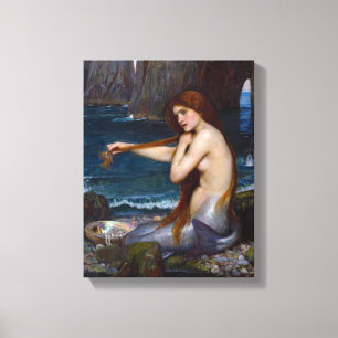 John William Waterhouse Mermaid Art Wrapped Canvas Print