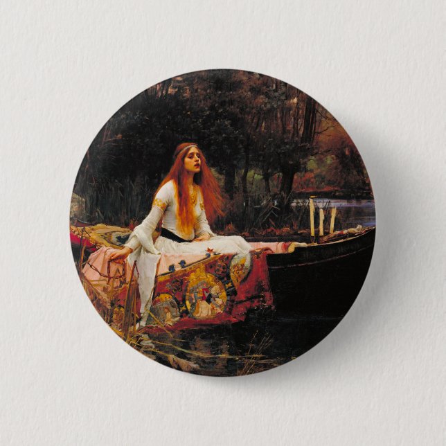 John William Waterhouse - The Lady Of Shalott Button (Front)