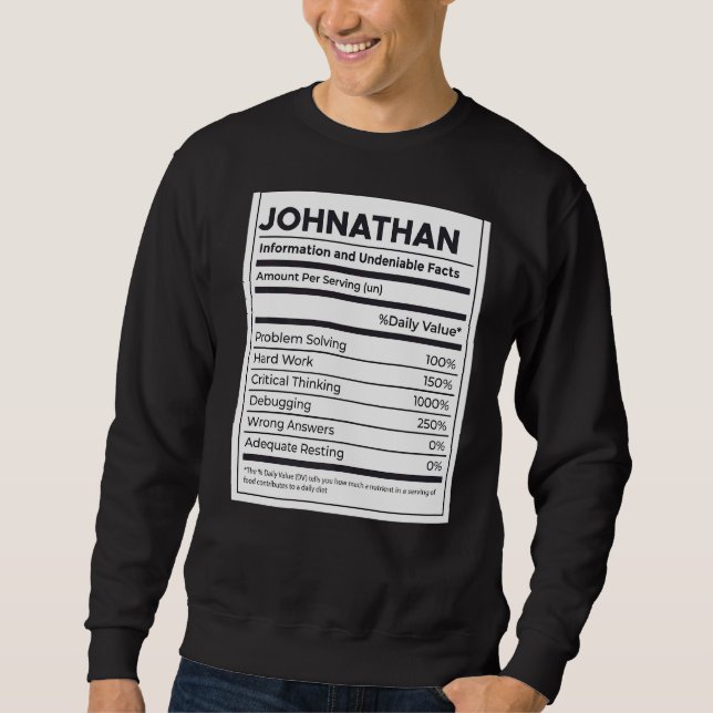 Johnathan Nutrition Information Problem Solving Ha Sweatshirt (Front)