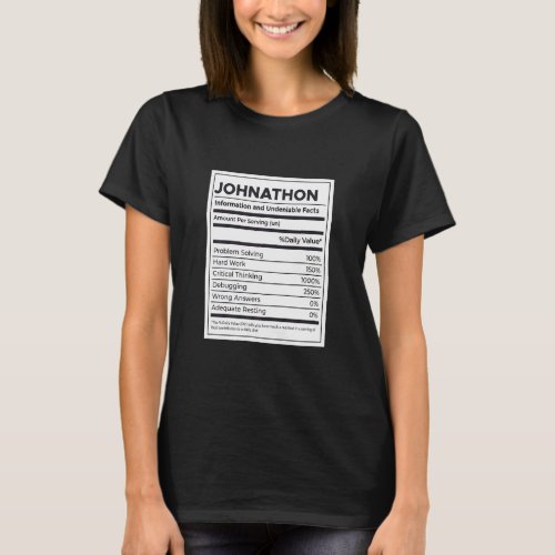 Johnathon Nutrition Information Problem Solving Ha T_Shirt