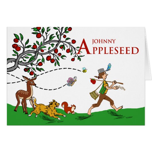 Johnny Appleseed Day Animals and Apple Tree Scene Cards (Front Horizontal)