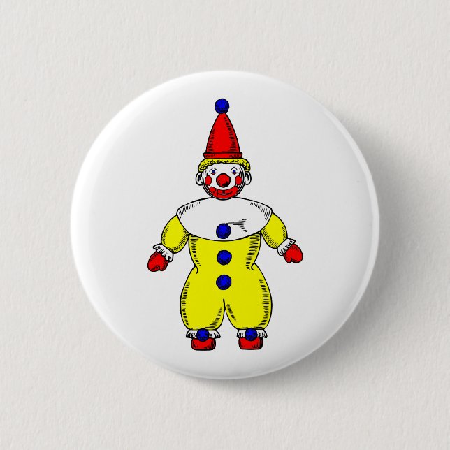 Johnny Automatic Clown Cartoon Button (Front)