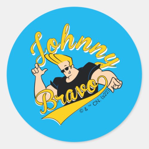Johnny Bravo Athletic Graphic Classic Round Sticker