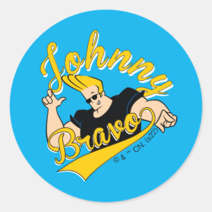 Johnny Bravo Athletic Graphic Classic Round Sticker