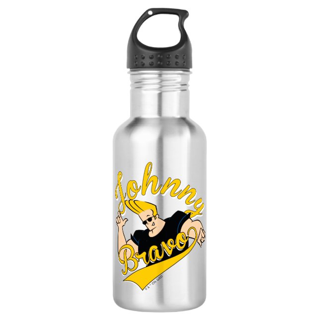Johnny Bravo Athletic Graphic Stainless Steel Water Bottle (Front)
