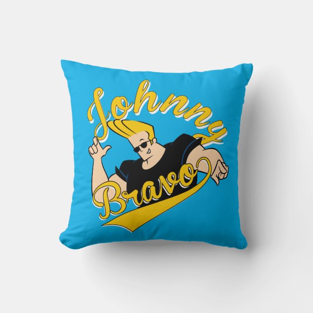 Johnny Bravo Athletic Graphic Throw Pillow (Front)