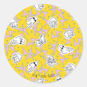 Johnny Bravo Characters Pattern Classic Round Sticker