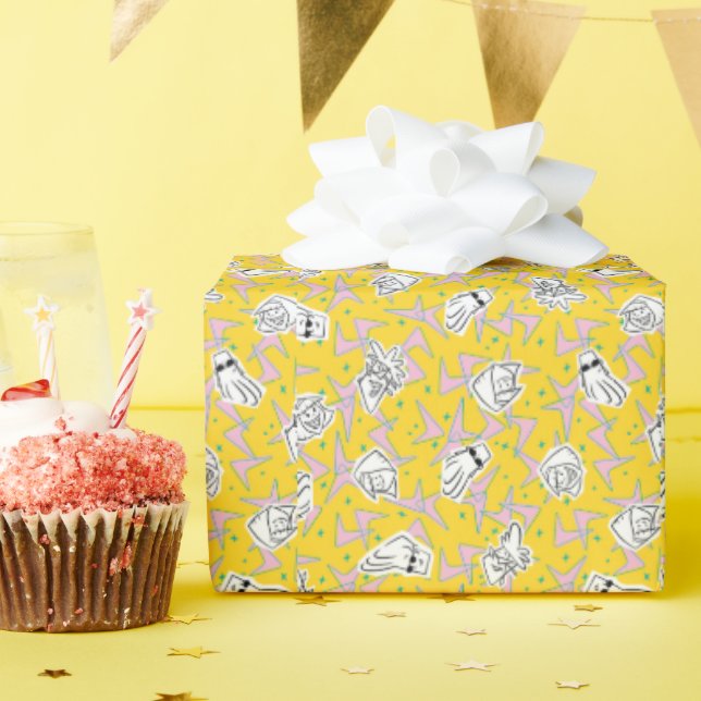 Johnny Bravo Characters Pattern Wrapping Paper (Birthday Party)