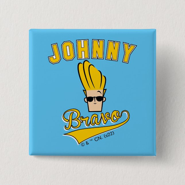 Johnny Bravo Collegiate Graphic Button (Front)