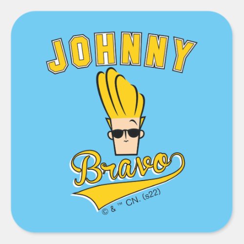 Johnny Bravo Collegiate Graphic Square Sticker