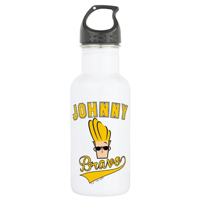 Johnny Bravo Collegiate Graphic Stainless Steel Water Bottle (Front)
