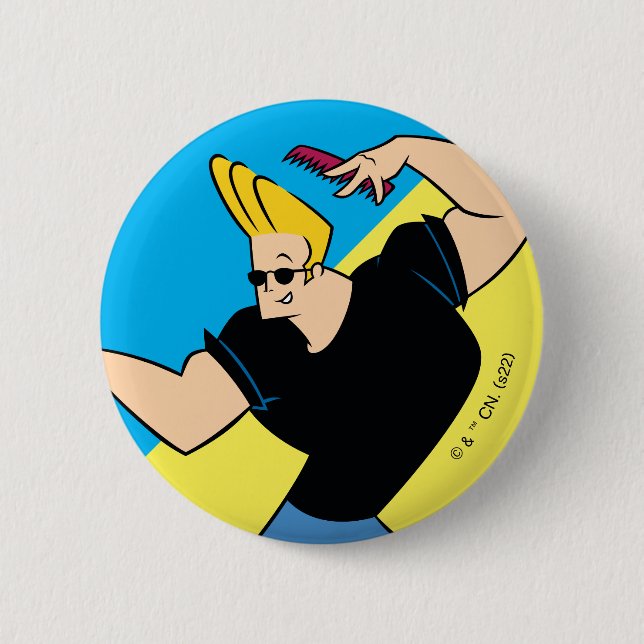 Johnny Bravo Combing Hair Button (Front)