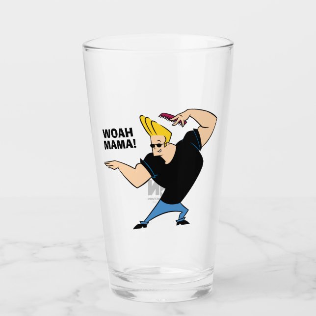 Johnny Bravo Combing Hair Glass (Front)