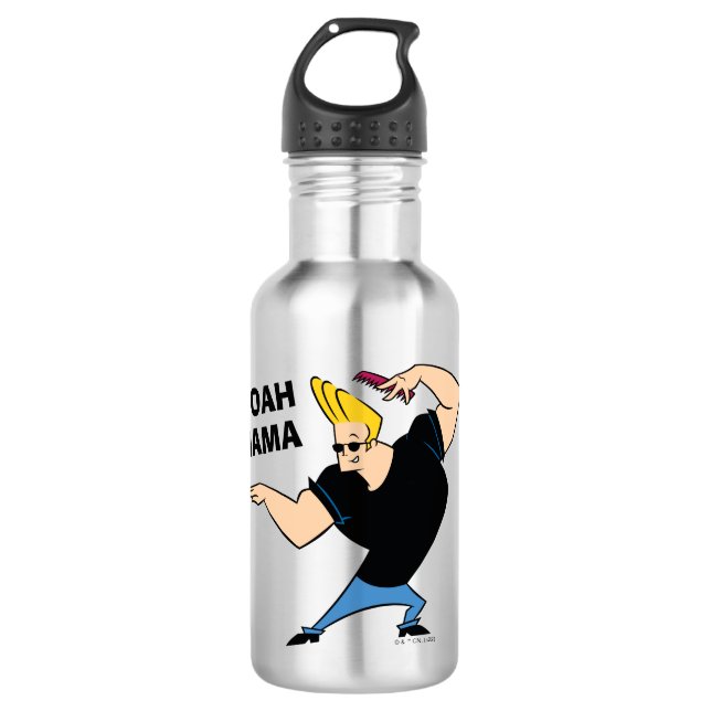 Johnny Bravo Combing Hair Stainless Steel Water Bottle (Front)