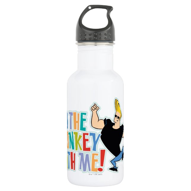 Johnny Bravo - Do The Monkey With Me! Stainless Steel Water Bottle (Front)