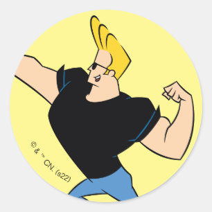 Johnny Bravo Flexing Classic Round Sticker