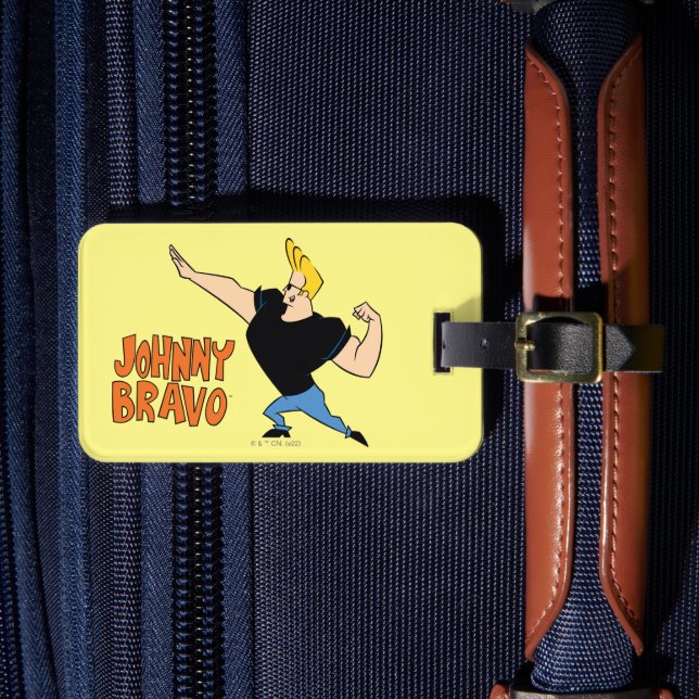 Johnny Bravo Flexing Luggage Tag (Front Insitu 4)