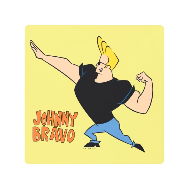 Johnny Bravo Flexing Metal Print (Front)