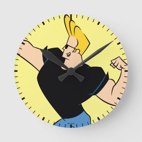 Johnny Bravo Flexing Round Clock