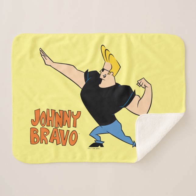 Johnny Bravo Flexing Sherpa Blanket (Front (Horizontal))