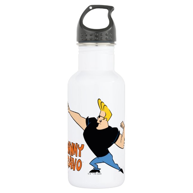 Johnny Bravo Flexing Stainless Steel Water Bottle (Front)