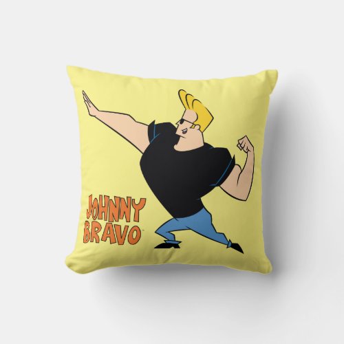 Johnny Bravo Flexing Throw Pillow