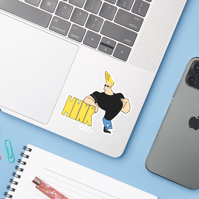 Johnny Bravo - Hunk Sticker (Laptop w/ iPhone)
