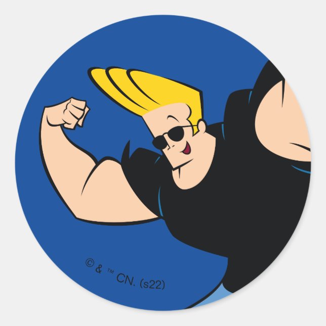 Johnny Bravo Iconic Pose Classic Round Sticker (Front)