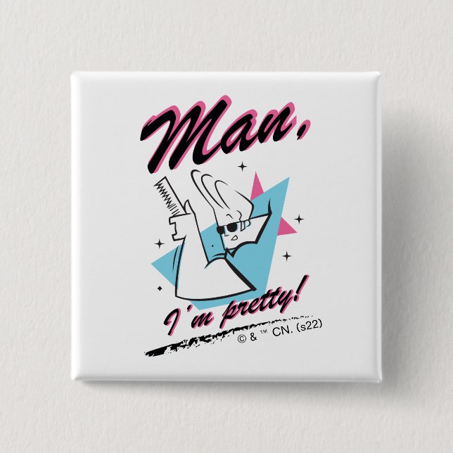 Johnny Bravo - Man I'm Pretty Retro Graphic Button (Front)