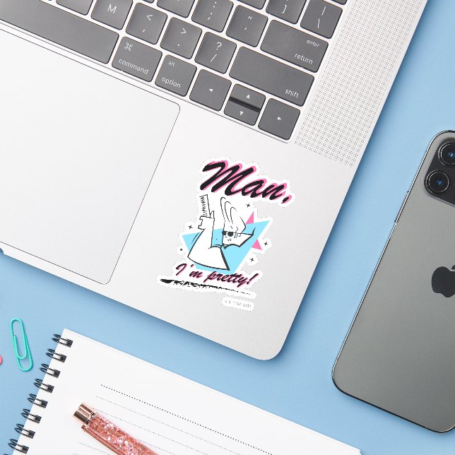 Johnny Bravo - Man I'm Pretty Retro Graphic Sticker (Laptop w/ iPhone)